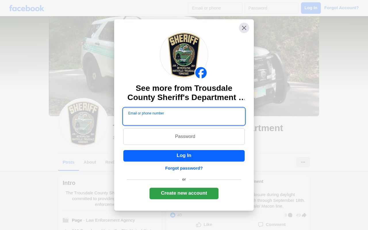 Trousdale County Sheriff social page for selected arrest announcements