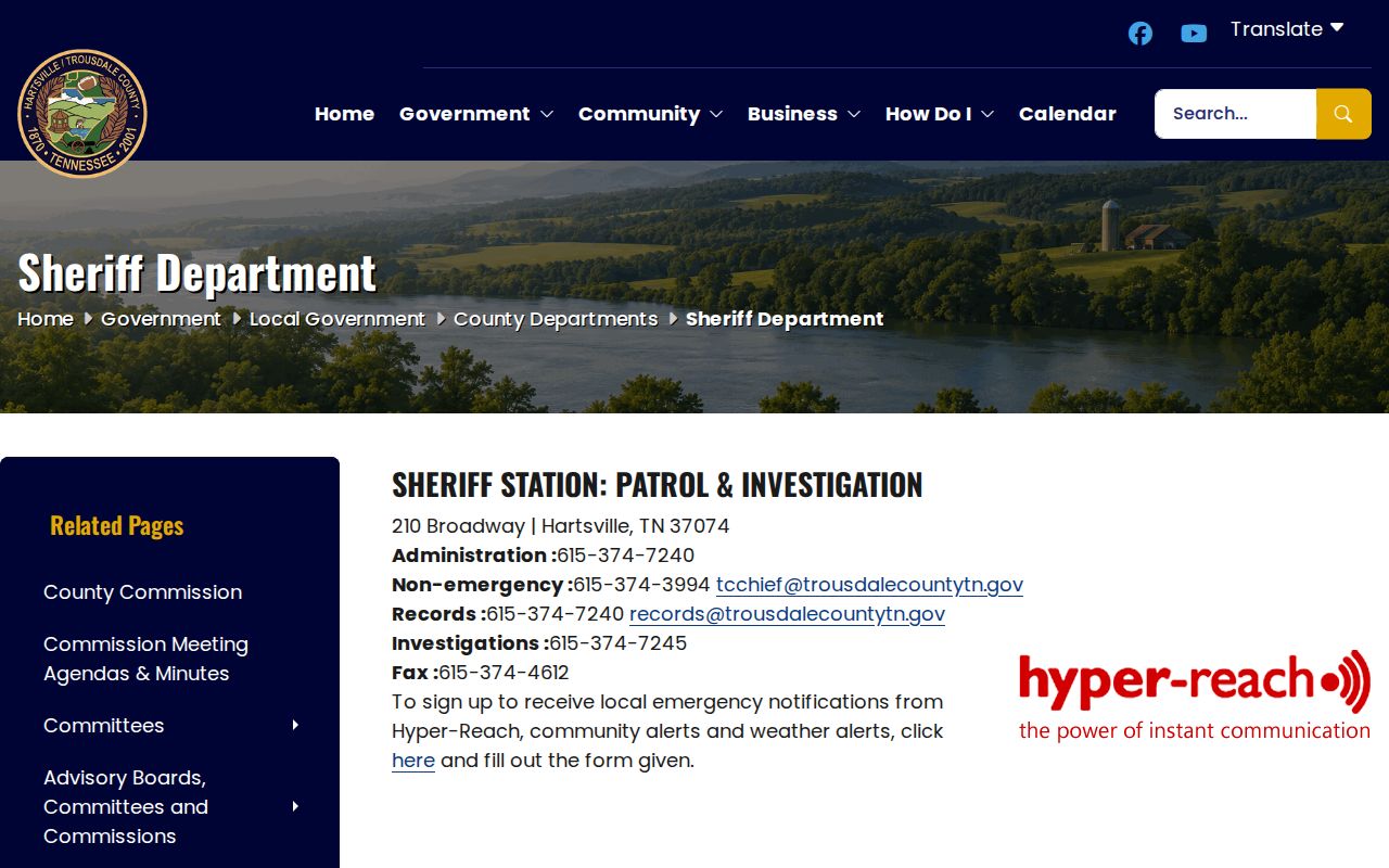 Trousdale County Sheriff Department arrest and jail contacts