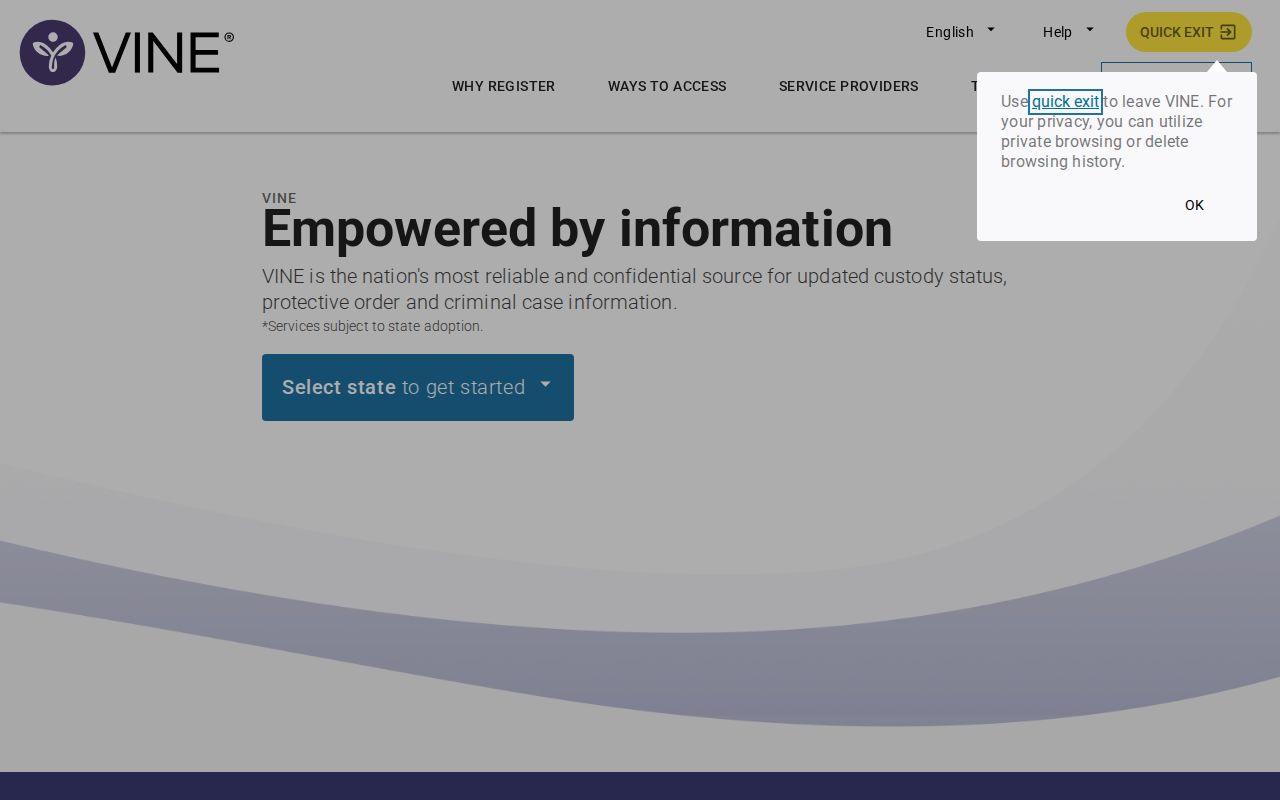 VINELink search interface for Trousdale County custody checks